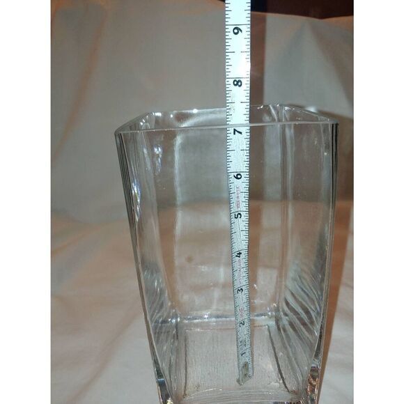 Clear Glass Square Column Vase 8" x 4" - Picture 3 of 5